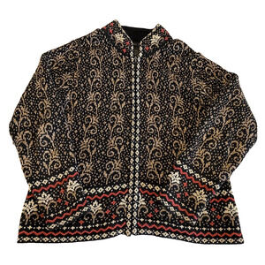 Nomadic Traders Sweater Womens Medium Fair Isle Cottage Core Zipping Cardigan